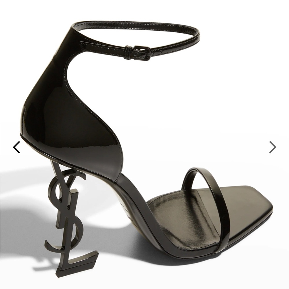 110mm Opyum YSL Patent Leather Sandals with Black Hardware